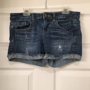 Distressed Denim Low Rise Shorts